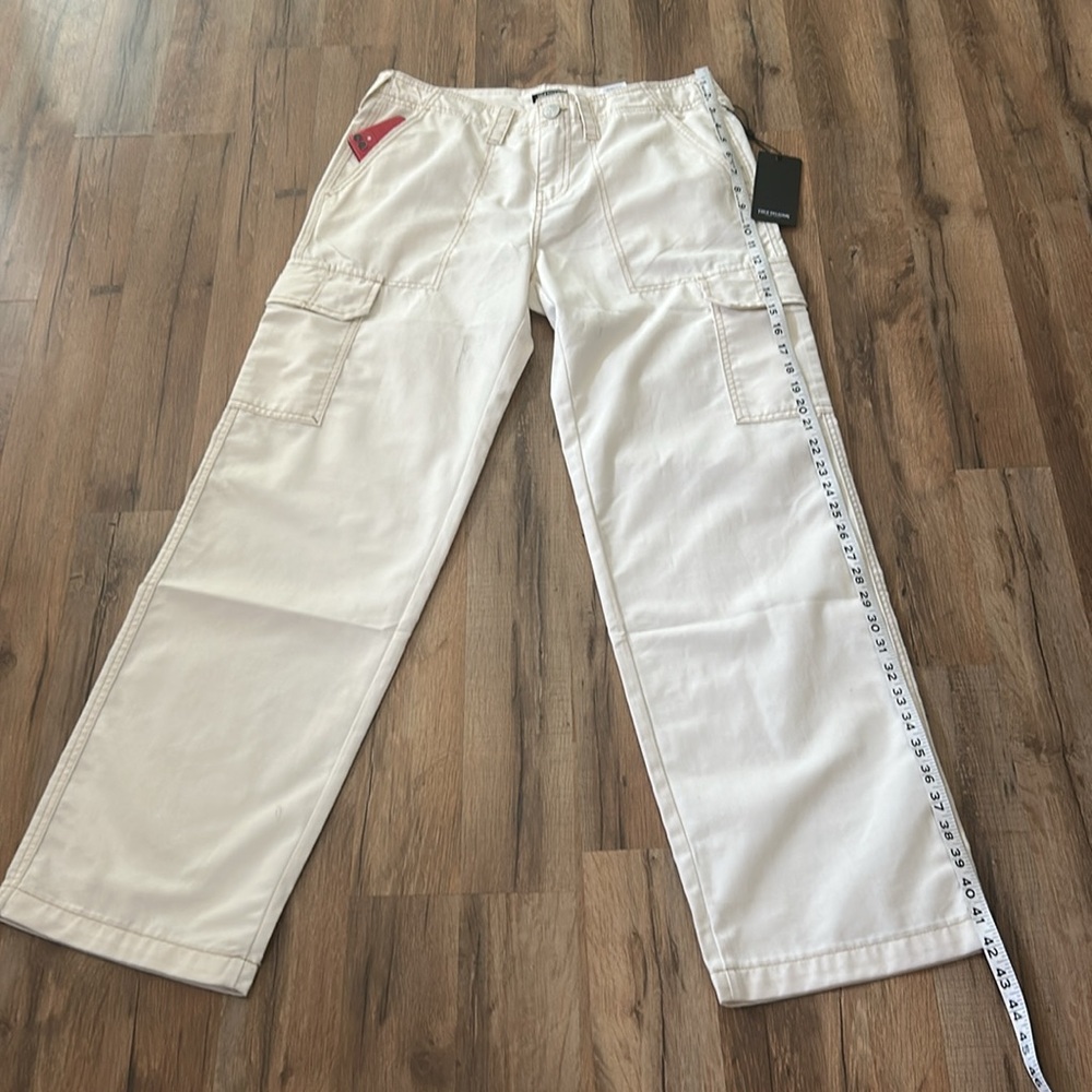 TRUE RELIGION WOMENS MILITARY CARGO PANT WINTER WHITE Sz 29 NEW - Picture 5 of 13